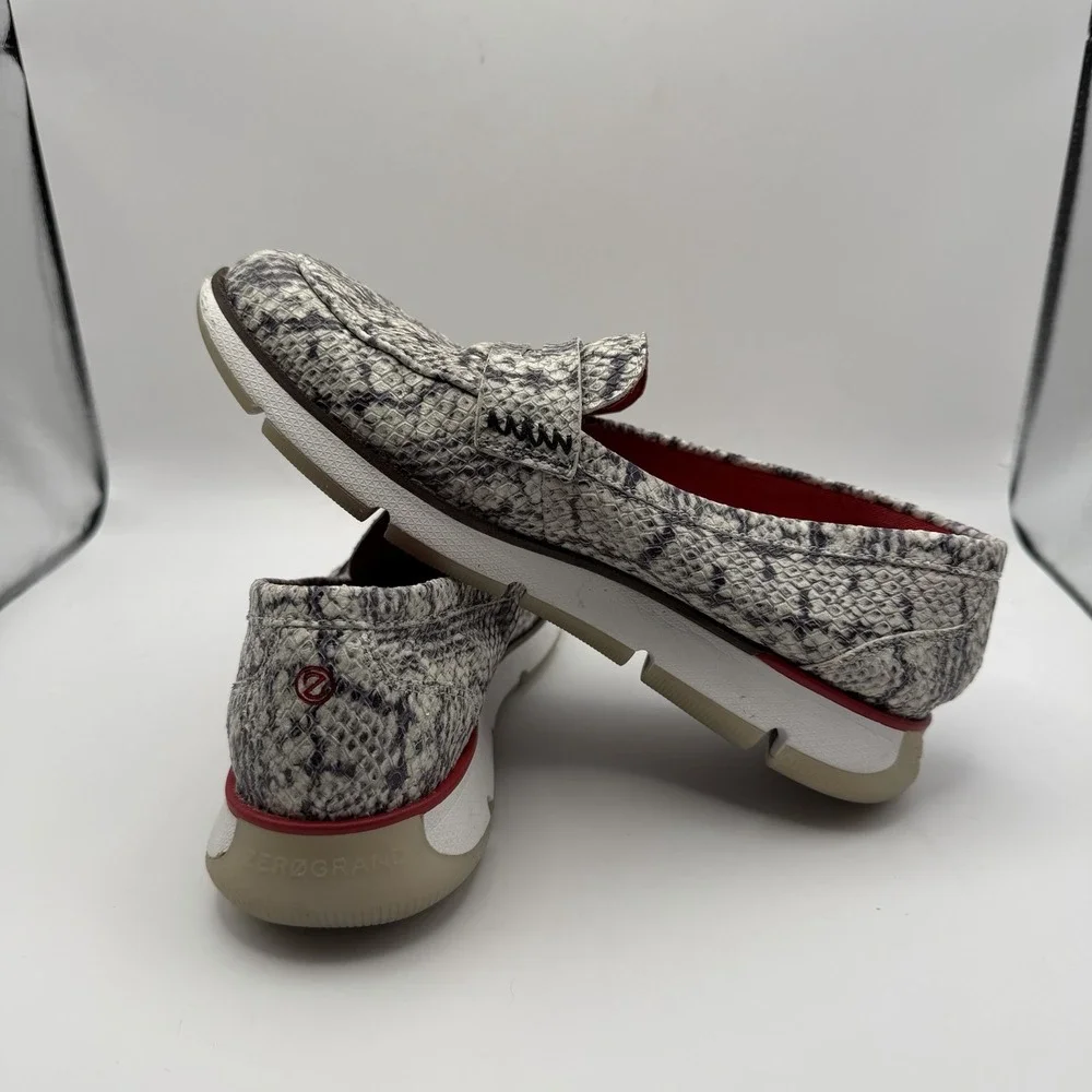 Cole Haan Zerogrand Black White Snakeskin Penny Loafer Women's Sz 8 B